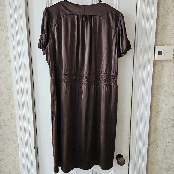 To The Max Silky Lightweight Chocolate Brown Midi Dress Large - Picture 7 of 10